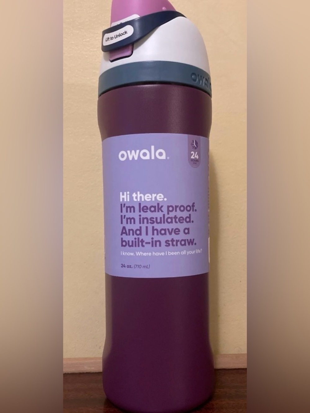 Owala 24oz Insulated Water Bottle with Built-In Straw - Plum